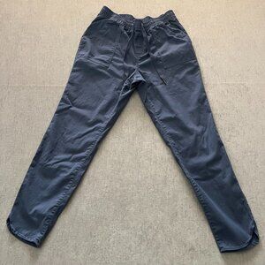 LL Bean Straight Cargo Pants Women Small Blue Cotton Canvas Drawstring Utility